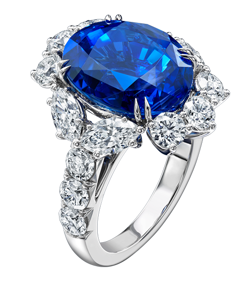 Harry Winston Oval Sapphire and Diamond Ring