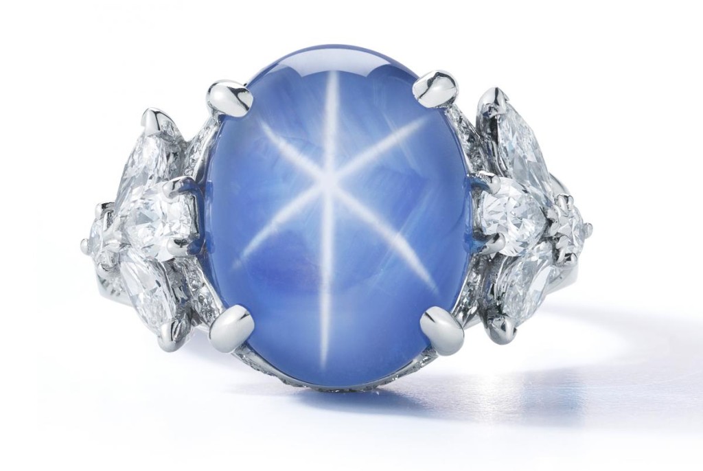 One-of-a-kind ring in platinum with an 11.05 ct. no-heat star sapphire and 1.48 cts. t.w. diamonds by Oscar Heyman, $80,000 