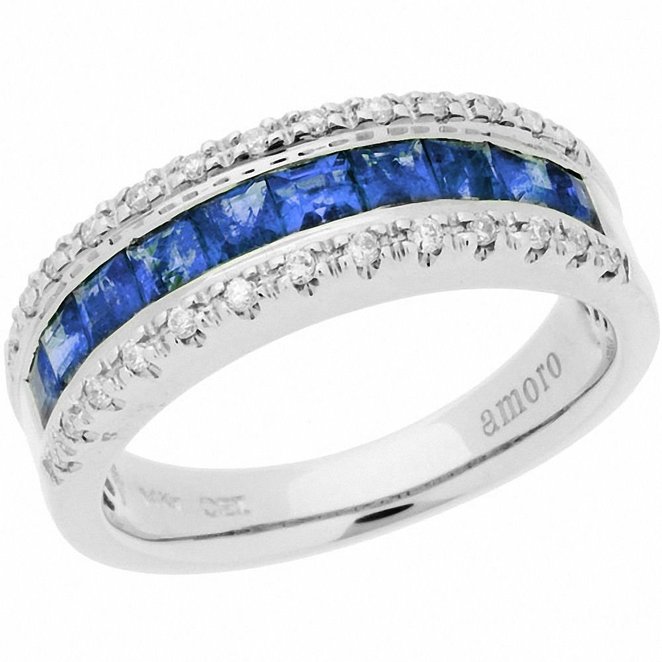 Amoro Sapphire and Diamond Ring in 14kt White Gold