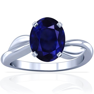 Platinum Oval Cut Blue Sapphire Solitaire Ring