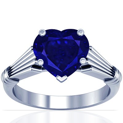 Platinum Heart Cut Blue Sapphire Solitaire Ring (GIA Certificate)