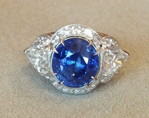 GIA No Heat 11.38 ct Oval Blue Sapphire & Diamond Cocktail Ring in Platinum