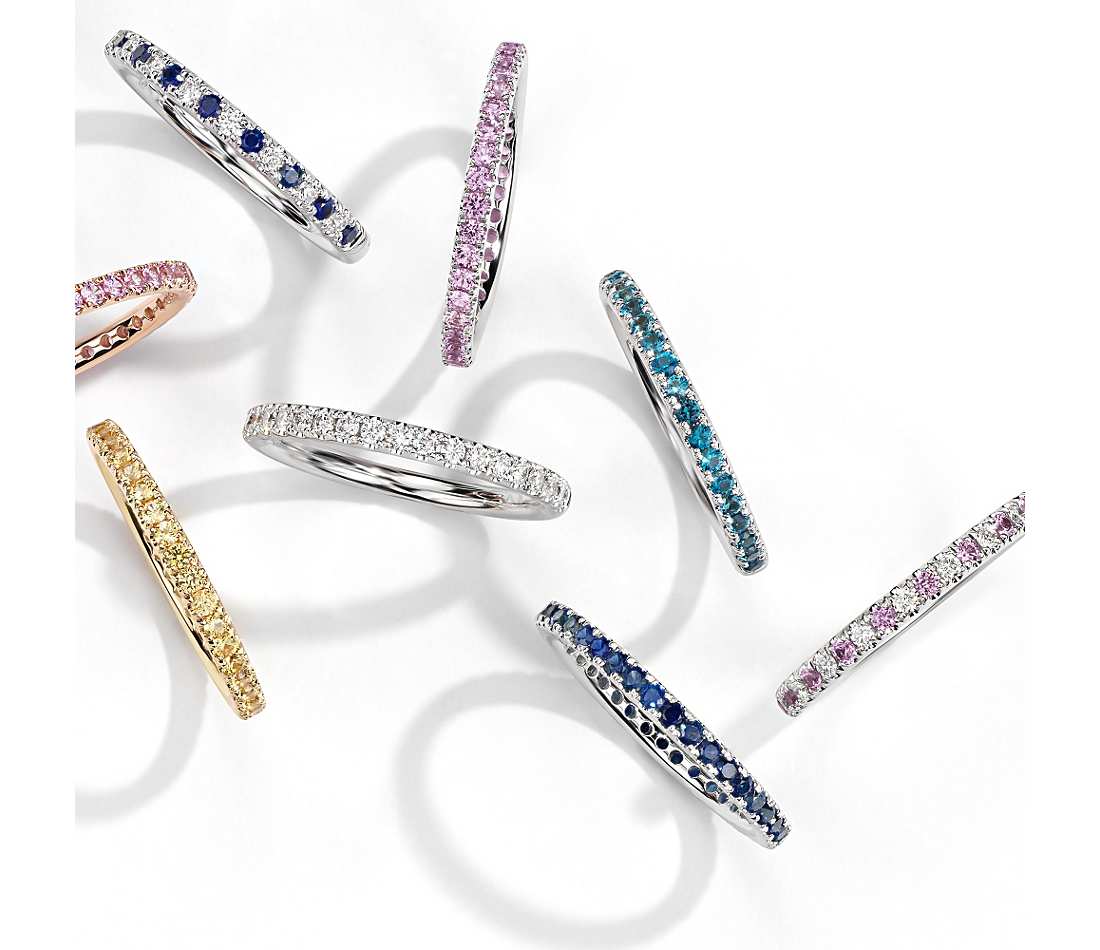 Riviera Pavé Sapphire Eternity Ring in 18k White Gold 