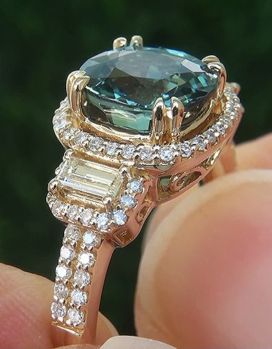 GIA 3.78 ct Natural VVS Blue Sapphire Diamond 14k Yellow Gold Engagement Ring