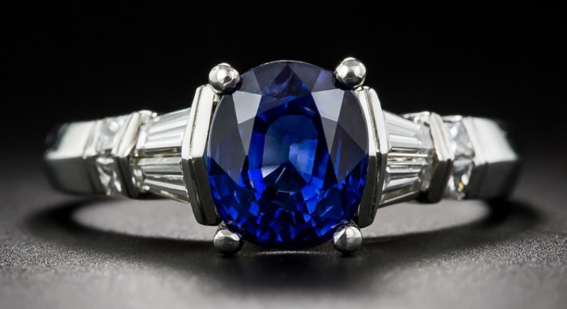 2.85 Carat Sapphire and Diamond Platinum Ring