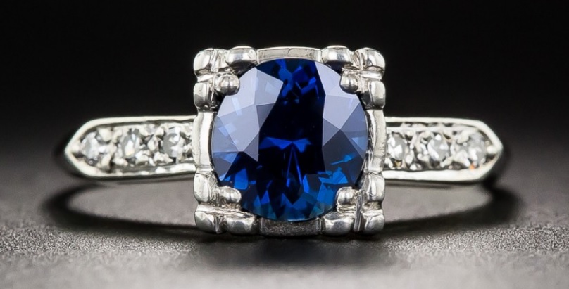 Gorgeous .95 Carat Sapphire and Diamond Vintage Engagement Ring. 