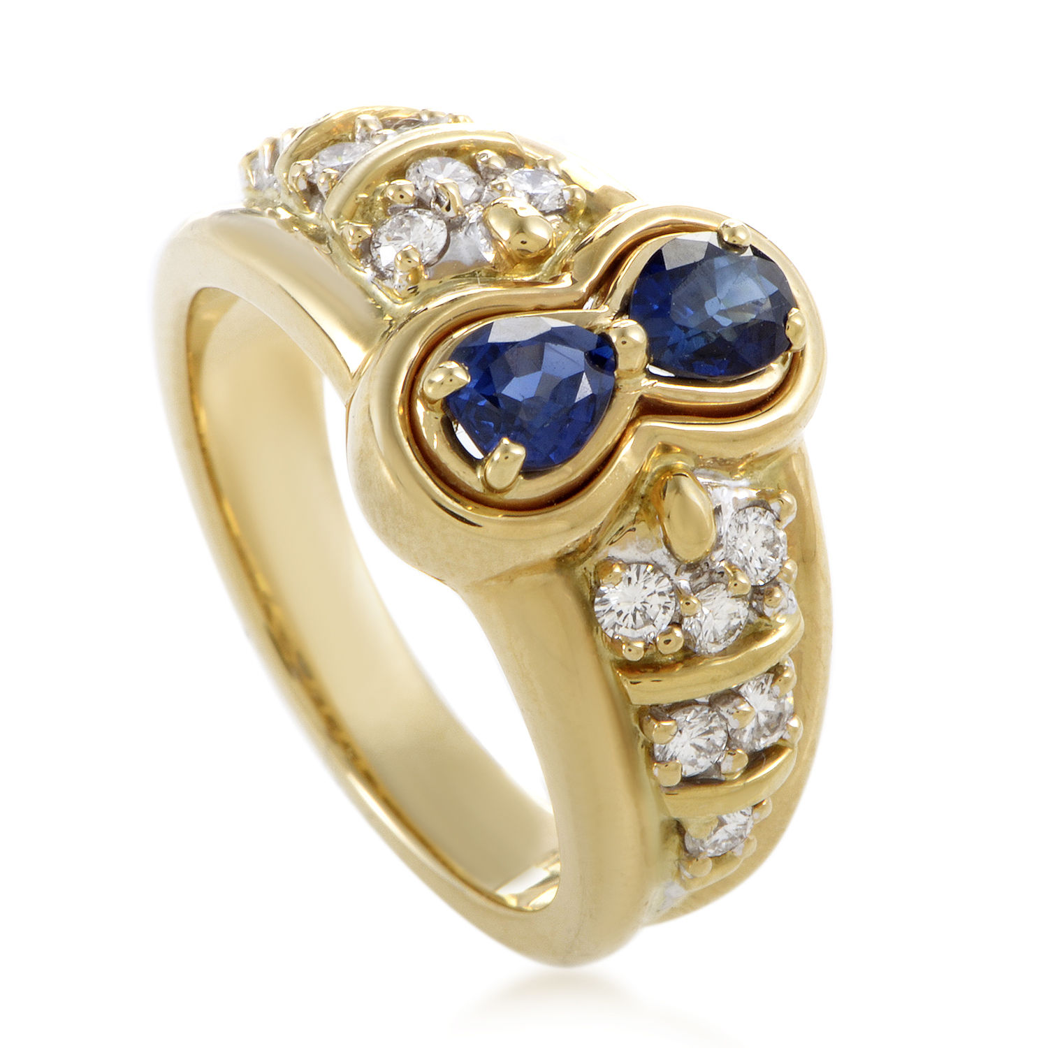 Estate Graff Women's 18K Yellow Gold Diamond & Sapphire Ring