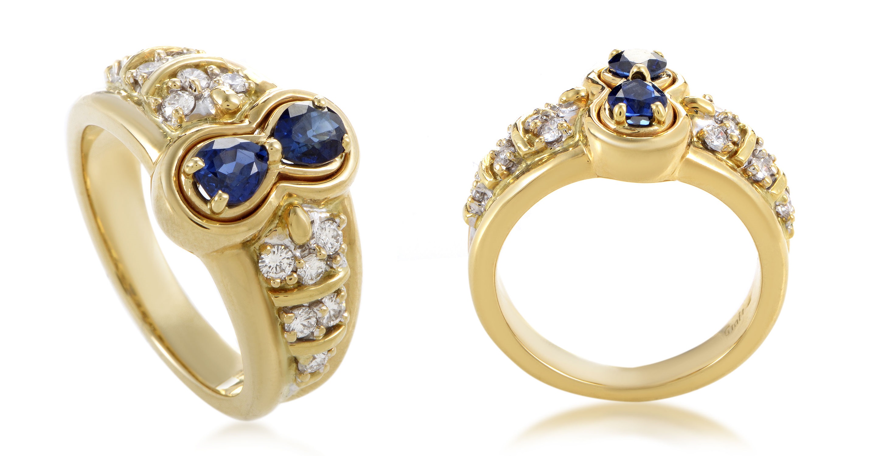 Estate Graff Women's 18K Yellow Gold Diamond & Sapphire Ring