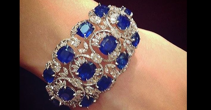 Sapphire and diamond cuff by Chopard