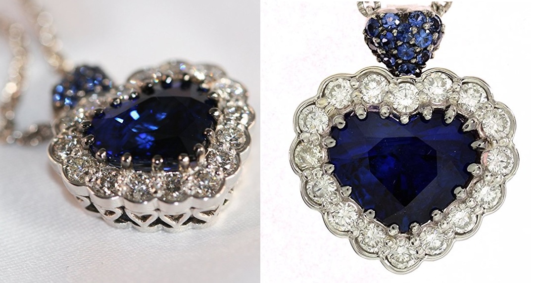 Sapphire and Diamond Necklace With a GIA Certified 5.05ct Heart Shape Blue Sapphire.