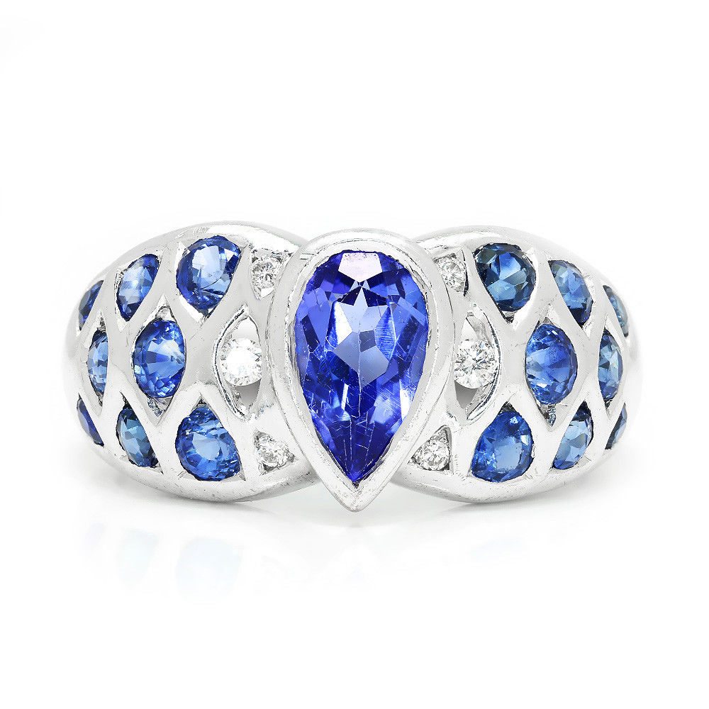 Le Vian Tanzanite Ring with Diamonds & Sapphires in 18Kt White Gold 2.00ctw
