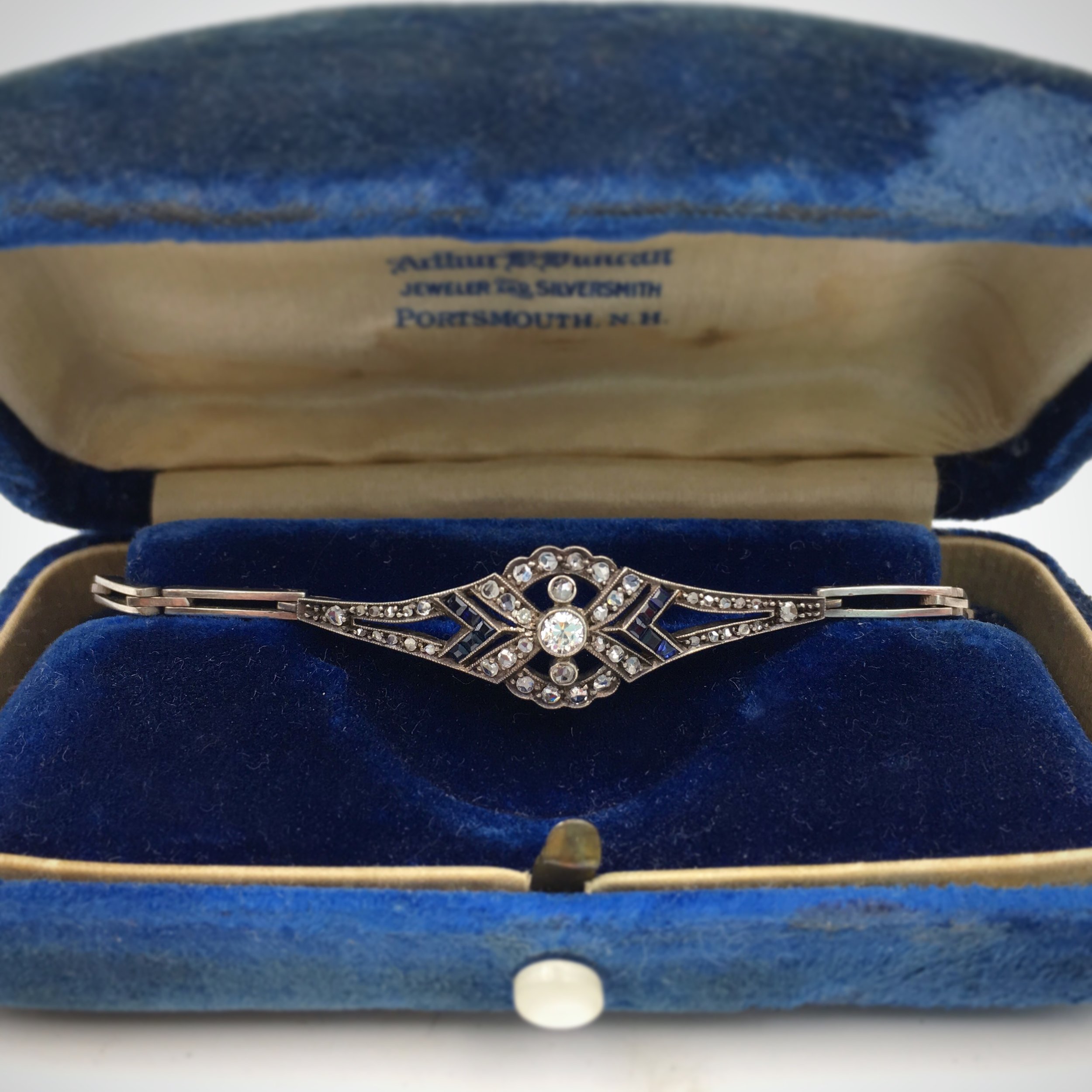 Antique French Rose Cut Diamond and Genuine Sapphire Bracelet