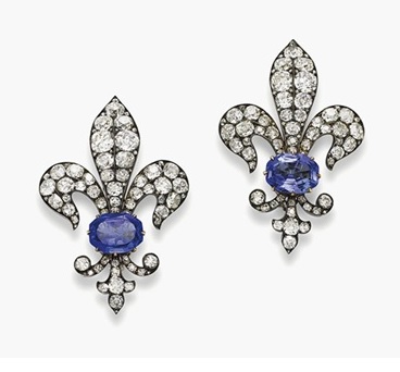 A pair of 19th-century sapphire and diamond brooches.