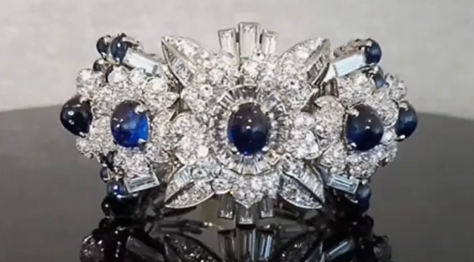 <strong>Margerand 1950 Paris French Bracelet Platinum 150.71 Cts Diamonds & Sapphires</strong>
