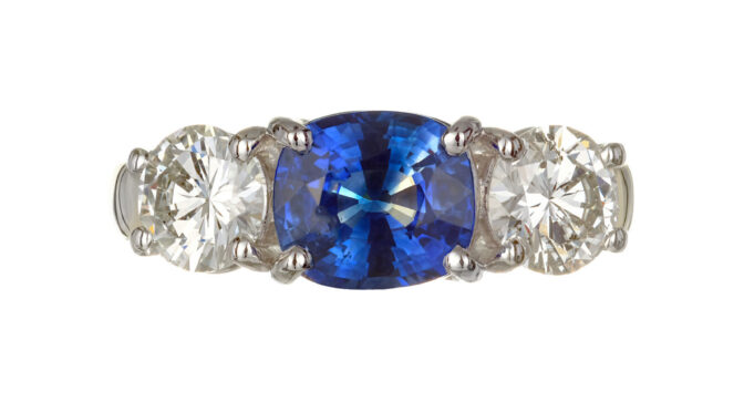 <strong>Jeff Cooper GIA Certified 3.33 Carat Sapphire Diamond Platinum Engagement Ring</strong>