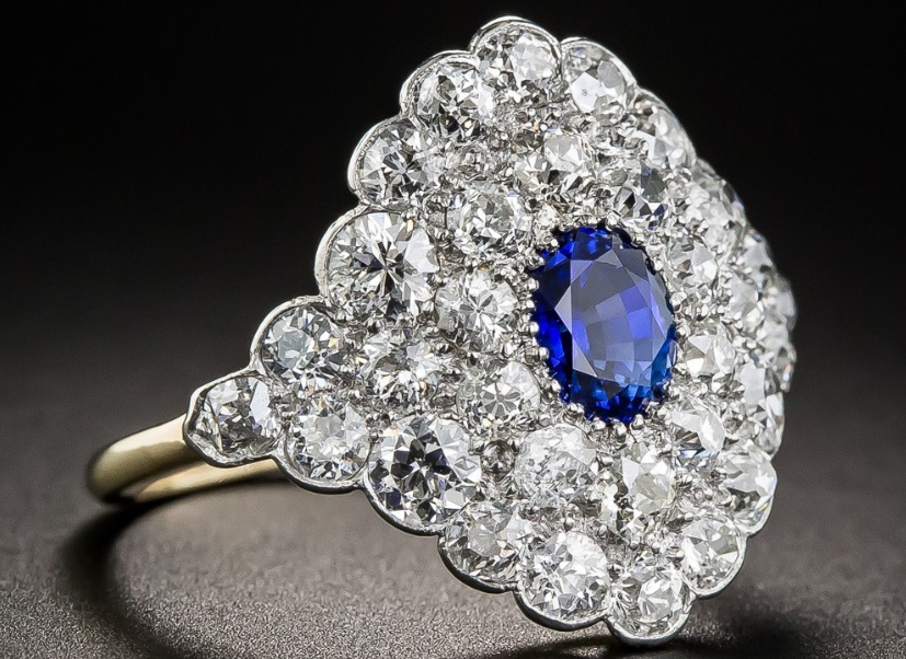 A Gorgeous Edwardian Sapphire Diamond Dinner Ring | Sensual Sapphires