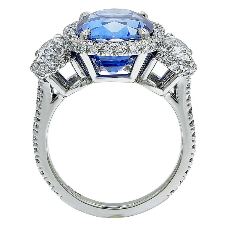 A Gorgeous 7.51 Carat Ceylon AGL Sapphire Diamond Platinum Ring ...