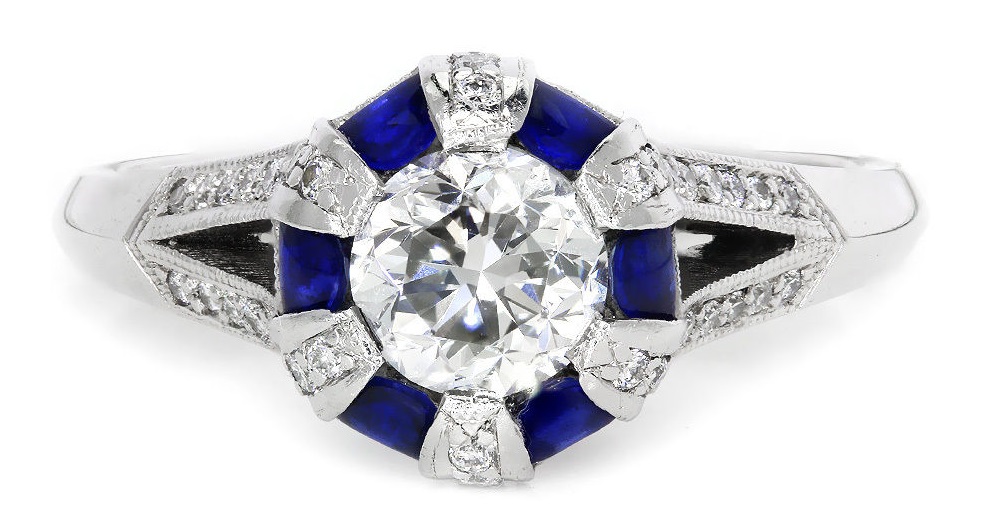 Simply Tacori Certified Round Diamond Engagement Ring with Sapphires ...