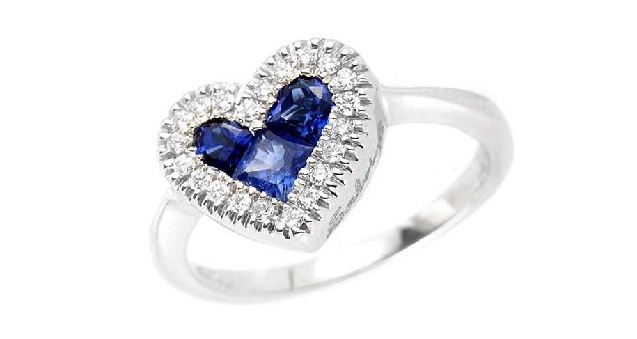 A Gorgeous 18K White Gold Sapphire & Diamond Heart Ring | Sensual Sapphires