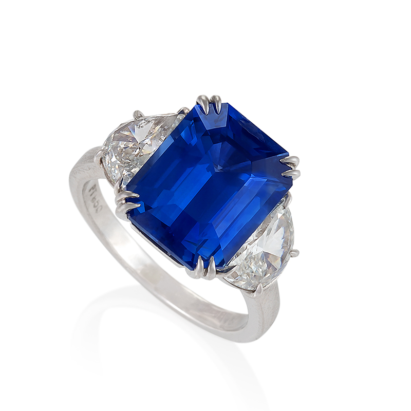 Estate Natural ‘No Heat’ Ceylon Sapphire Diamond Platinum Ring ...